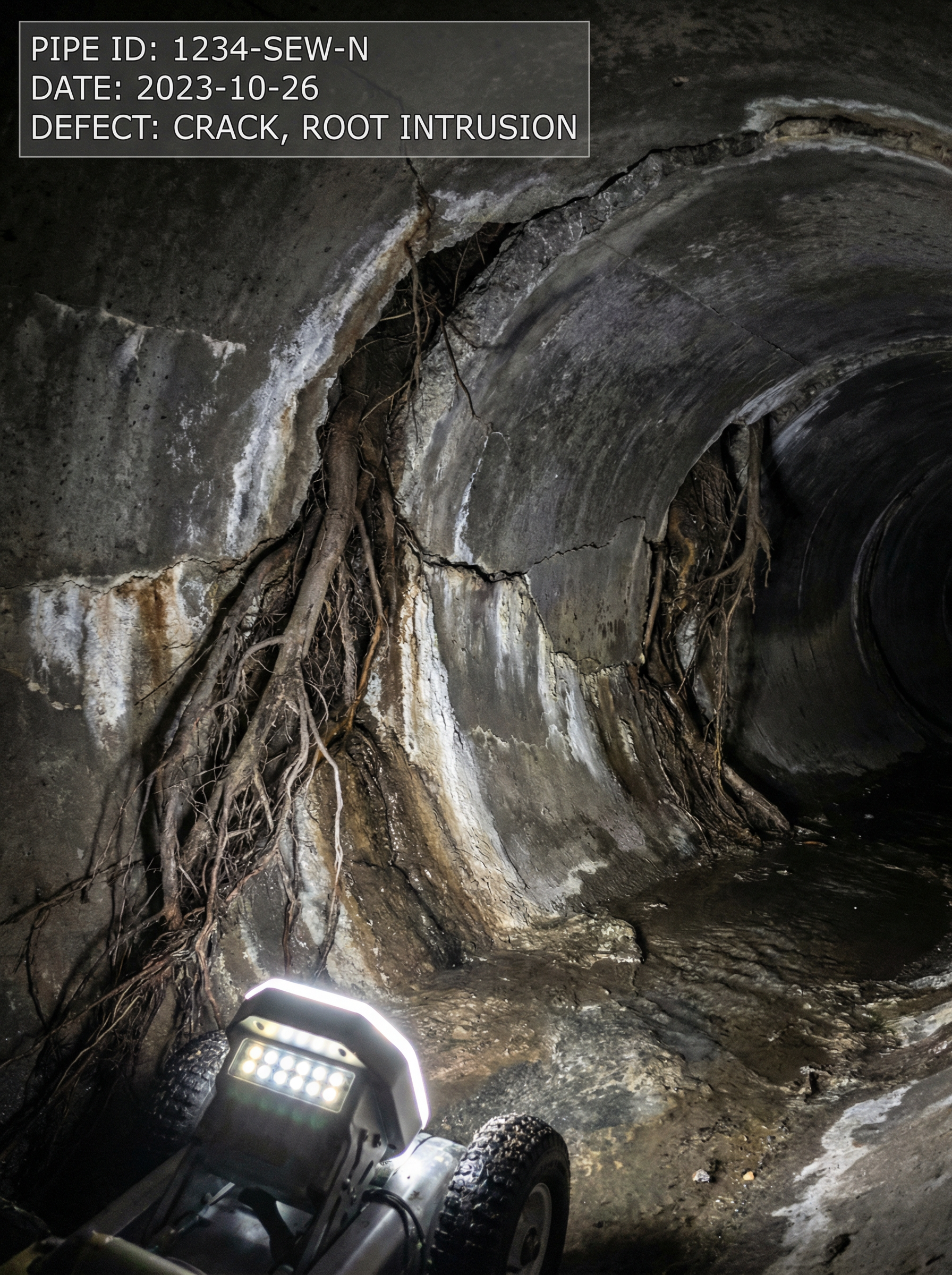 Inspección CCTV — Tubería deteriorada — Hydra Liner