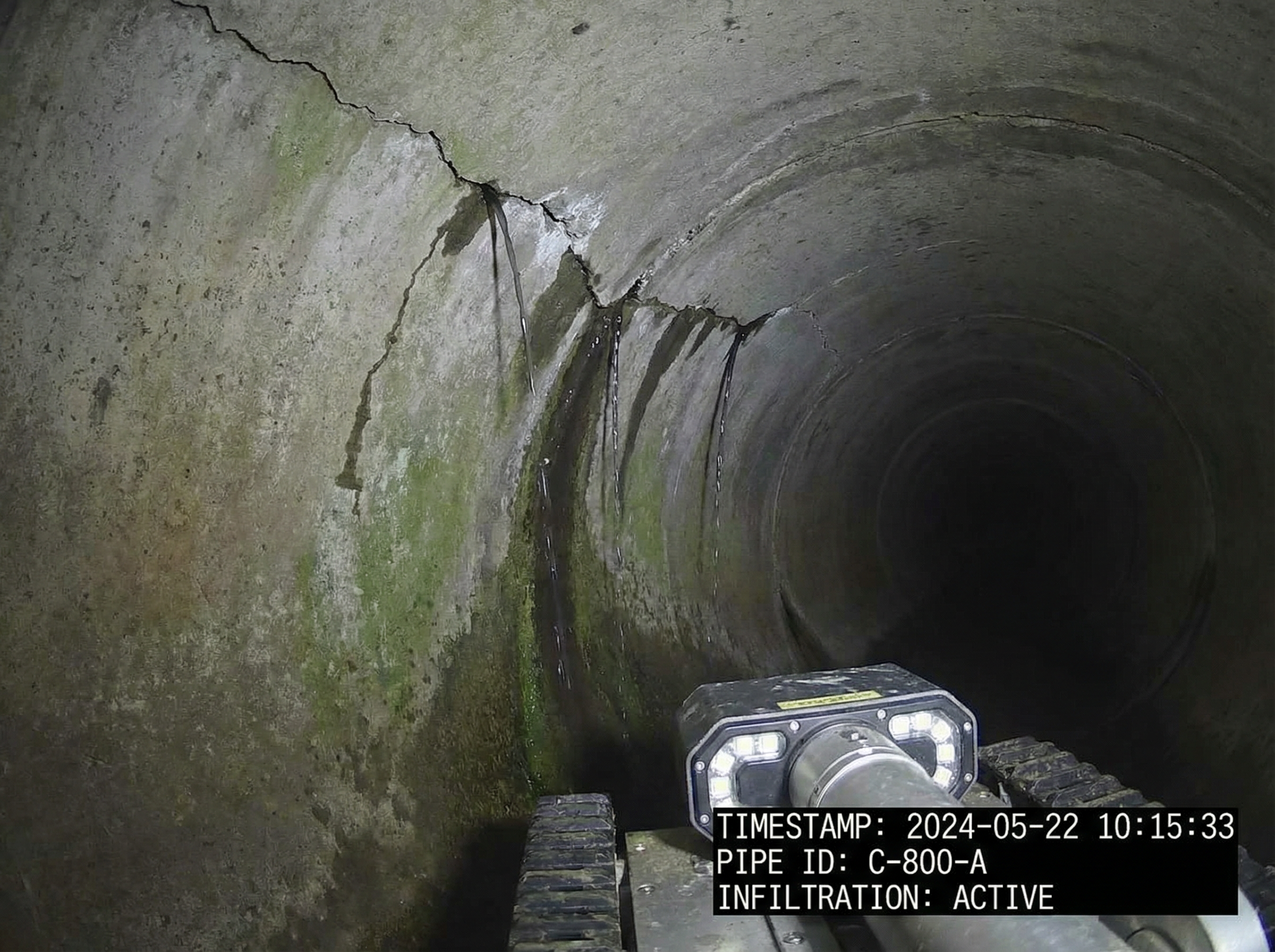 Inspección CCTV interior de colector — Hydra Liner